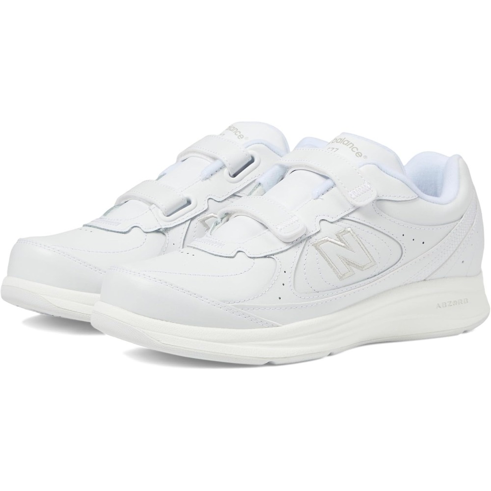 New Balance® (Women's 9 WIDE) 577v1 Hook & Loop Leather Walking Shoes in White